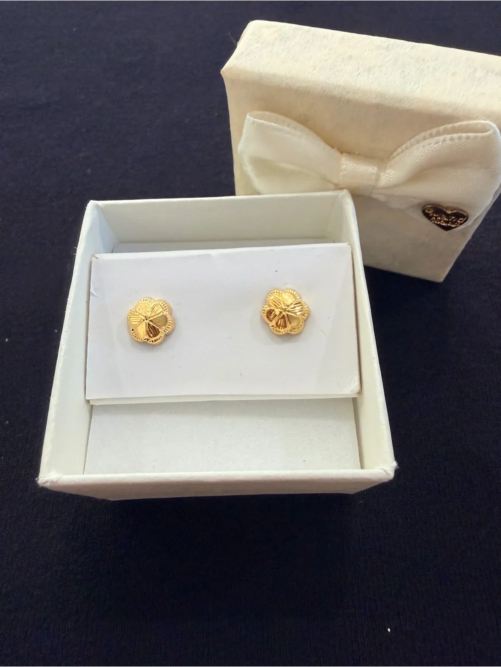 Real 18k Dubai Gold Flower Stud Earrings - Elegant Women's Jewelry
